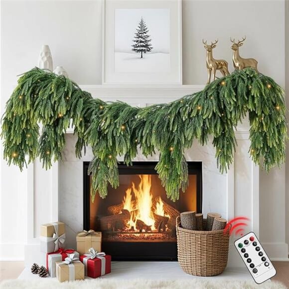 Christmas Garland for Mantle Outdoor - Decoraitons with Light 6ft Prelit - Picture 8 of 8